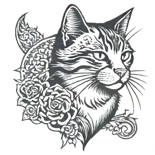cool cat tattoo design idea