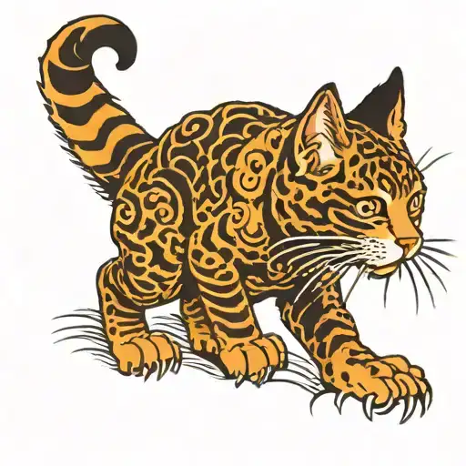 cool cat tattoo design idea