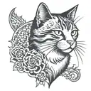 cool cat tattoo design idea