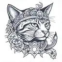 cool cat tattoo design idea