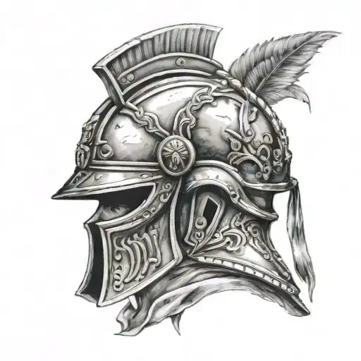 roman soldier and gladiator helmet tattoo design idea