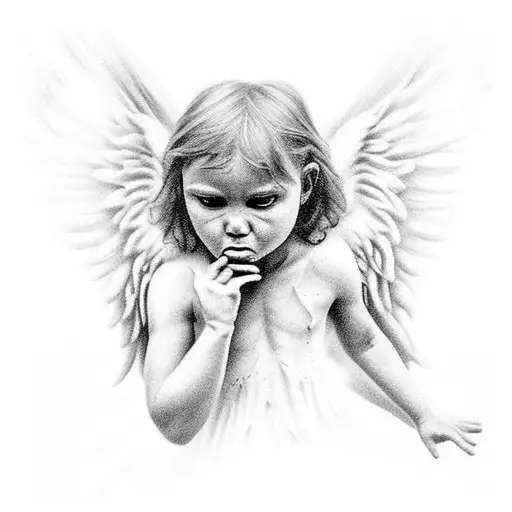 angel crying for a warrior tattoo design idea