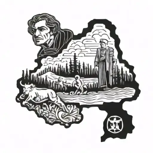 outline of Washington state with two wrestlers in the middle tattoo design idea