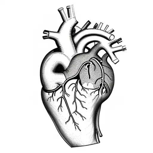 Patchwork Anatomical Heart tattoo design idea
