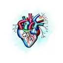 Anatomical Heart repaired with cloth patches tattoo design idea
