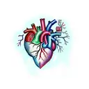 Anatomical Heart repaired with cloth patches tattoo design idea