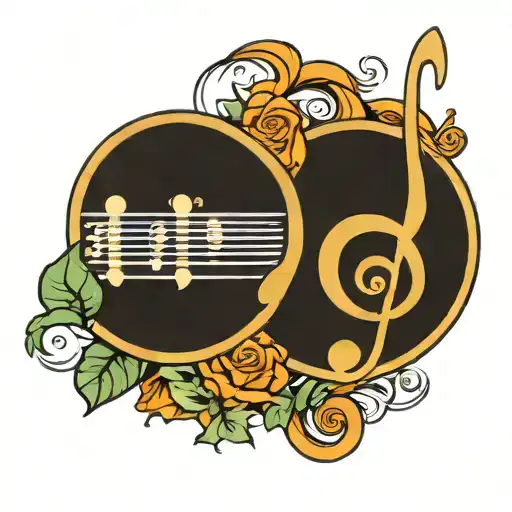 bass and treble clef intertwined tattoo design idea