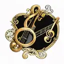 bass and treble clef intertwined tattoo design idea