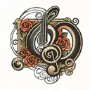 bass and treble clef intertwined tattoo design idea