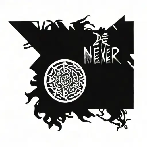Text "Never Surrender" with  tattoo design idea