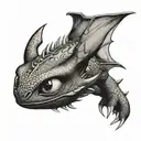 Toothless from how to train your dragon, half toothless half skull tattoo design idea