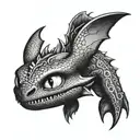 Toothless from how to train your dragon, half toothless half skull tattoo design idea