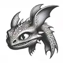 Toothless from how to train your dragon, half toothless half skull tattoo design idea