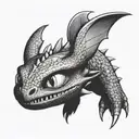 Toothless from how to train your dragon, half toothless half skull tattoo design idea