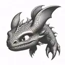 Toothless from how to train your dragon, half toothless half skull tattoo design idea