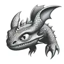 Toothless from how to train your dragon, half toothless half skull tattoo design idea