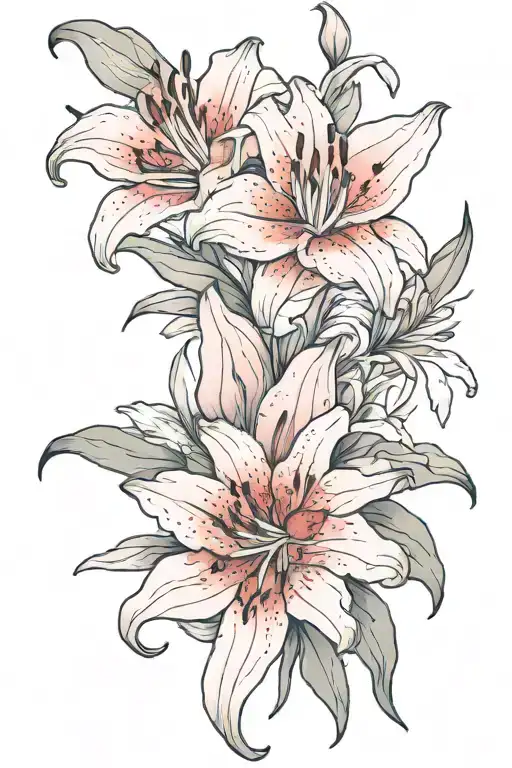 red lily flower tattoo design idea