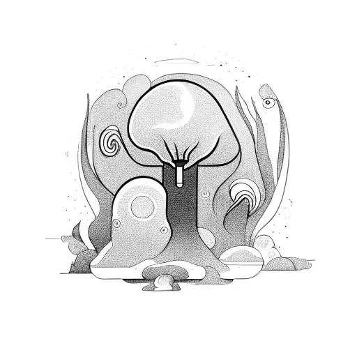 Time mushrooms ego awakening tattoo design idea