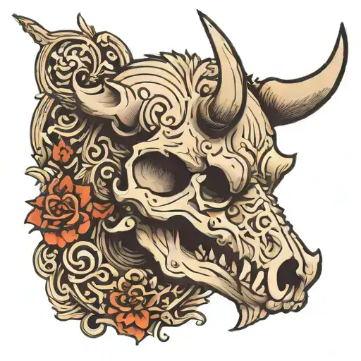 boar skull tattoo design idea
