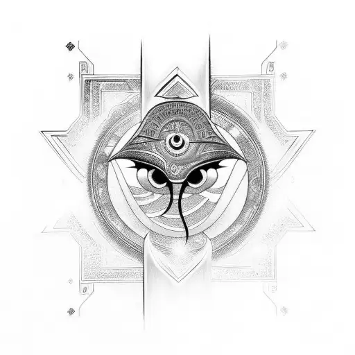 An intricate tattoo depicting the Eye of Horus composed of binary code tattoo design idea