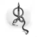 snake wrapping around a dagger tattoo design idea