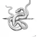 snake wrapping around a dagger tattoo design idea