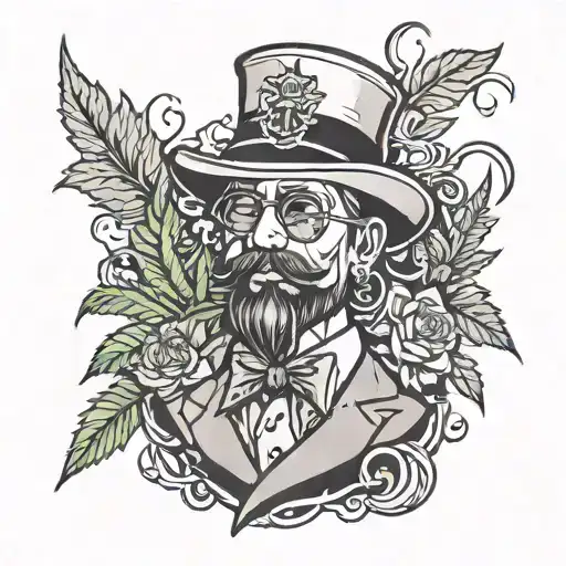 Cannabis mafia captain tattoo design idea
