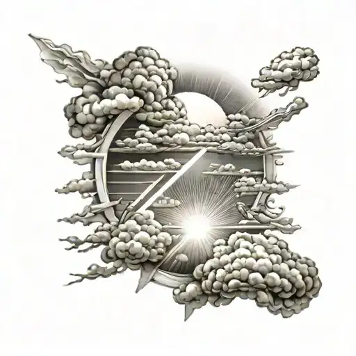 sun rays and clouds  tattoo design idea