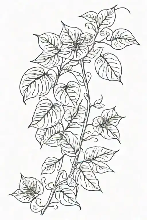 long thin pothos vine tattoo design idea