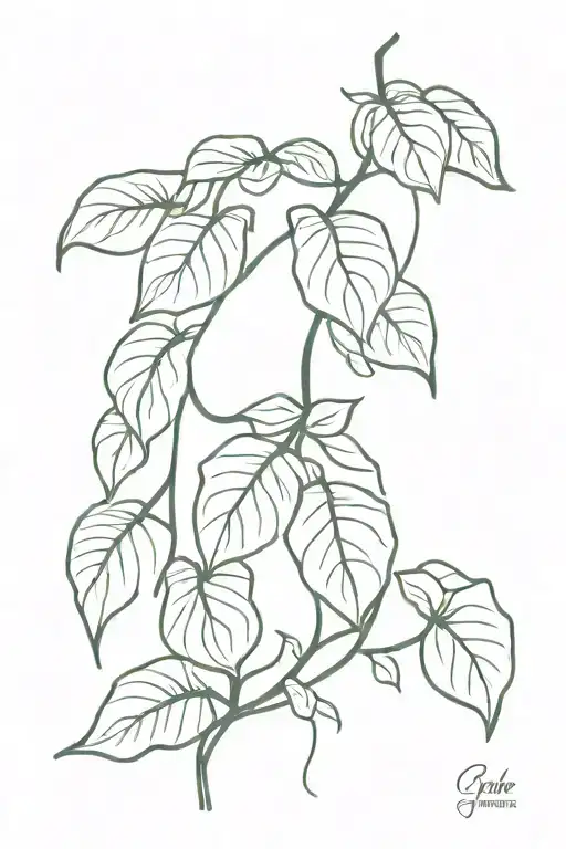 pothos plant long vine tattoo design idea