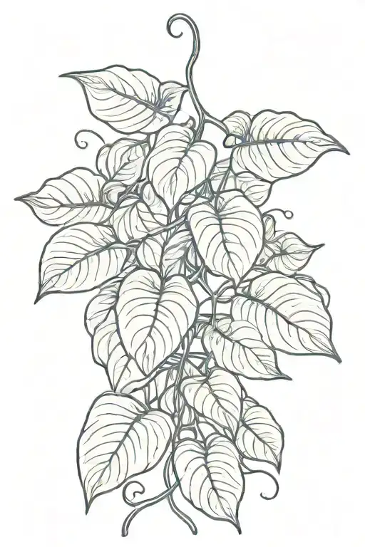 pothos plant long vine tattoo design idea