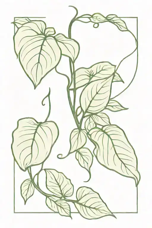 pothos plant long vine tattoo design idea