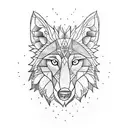 flower with wolf tattoo design idea