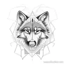 flower with wolf tattoo design idea