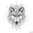flower with wolf tattoo design idea