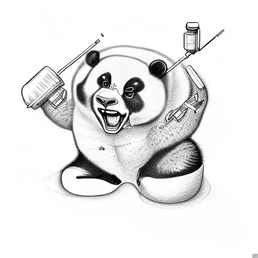 dentist panda defending me from the evil in the world with an endodontic k-file tattoo design idea