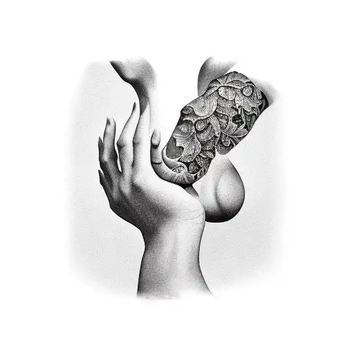 hand grabbing throat tattoo design idea