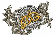 Gaelic writing "Dèan an Rud Ceart" with Celtic knot circle tattoo design idea