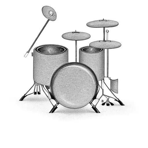 A drum set with mechanical gears tattoo design idea