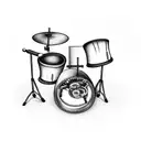 A drum set with mechanical gears tattoo design idea