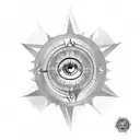 lion eye and compass tattoo design idea