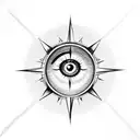 lion eye and compass tattoo design idea