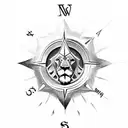lion eye and compass tattoo design idea