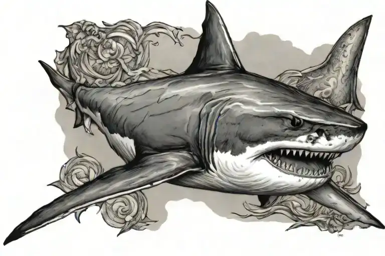 Great white shark tattoo design idea