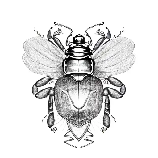 An Egyptian scarab beetle with Ankh wings tattoo design idea