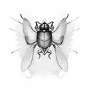 An Egyptian scarab beetle with Ankh wings tattoo design idea