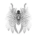 An Egyptian scarab beetle with Ankh wings tattoo design idea