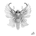 An Egyptian scarab beetle with Ankh wings tattoo design idea