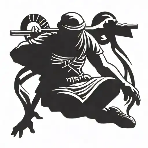 soldier kneeling tattoo design idea