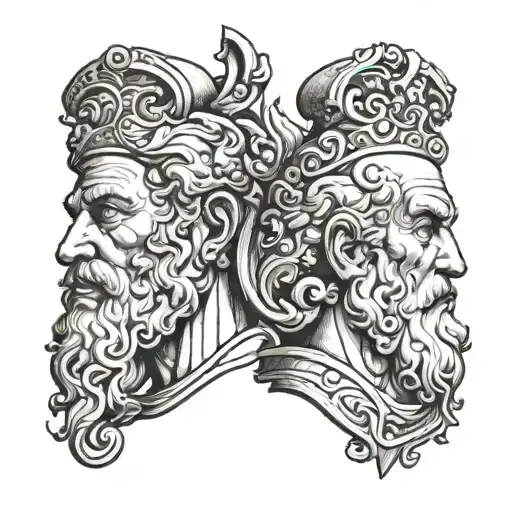 Young and Old  Janus God for protection tattoo design idea
